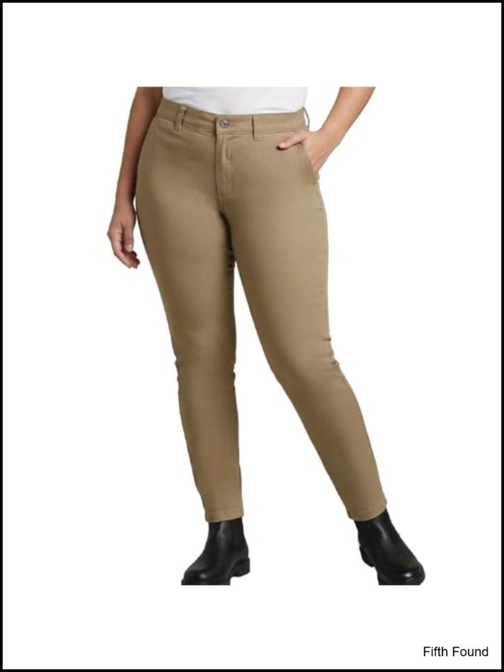 Slim Fit Skinny Leg Mid-Rise Twill Work Pants Plus Size